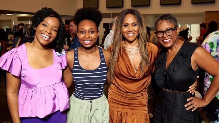 The women of "The Wiz": Amber Ruffin, left, who wrote additonal material for the book; Nichelle Lewis, who stars as Dorothy; Deborah Cox, who plays Glinda, and director Schele Williams, who lives in Lloyd Harbor. Credit: Jeremy Daniel
