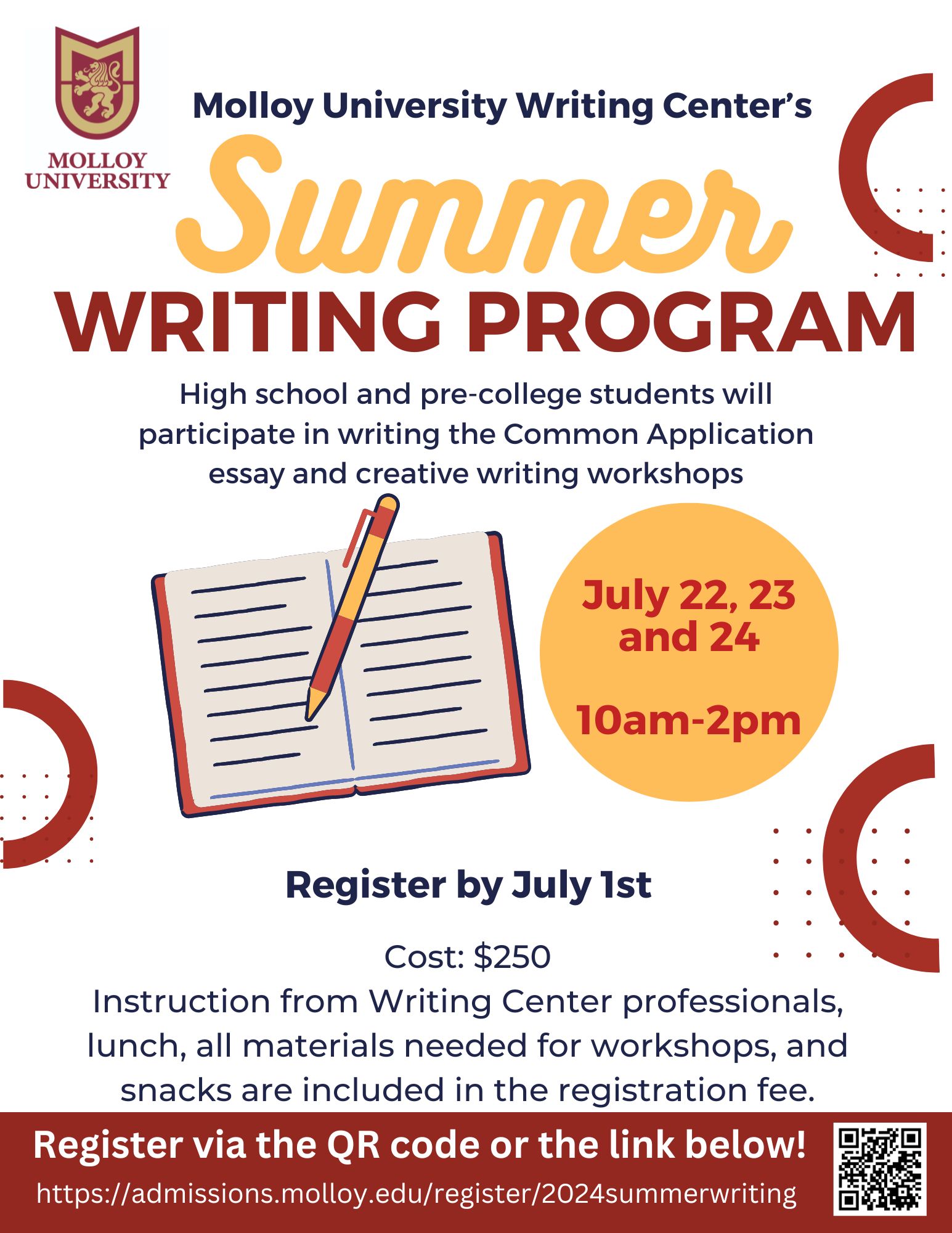 2024 summer writing program flyer