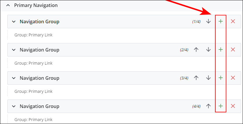 Icons to add primary navigation links