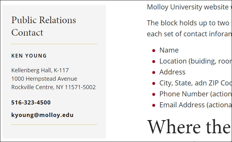 Contacts preview on the Standard Level page