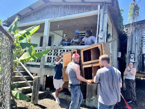 Students working in community