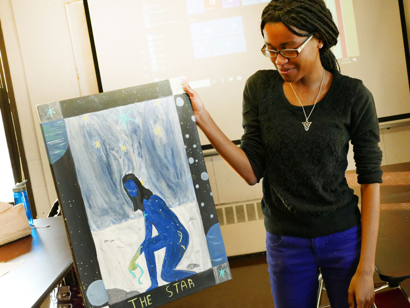 Student in painting class