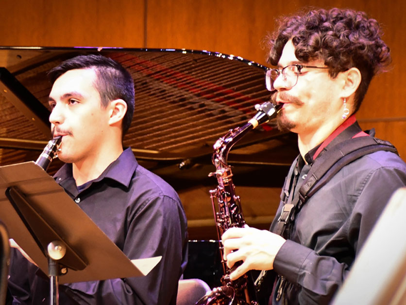 Student playing clarinet
