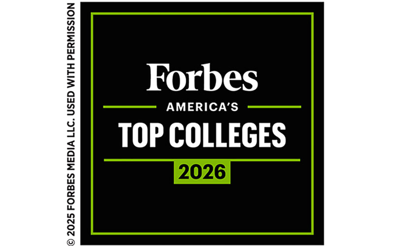 Forbes ranking badge for top colleges in America 2026