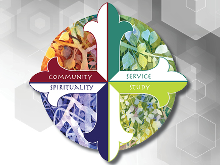 Molloy University 4 Pillars of Community, Service, Spirituality, and Study.
