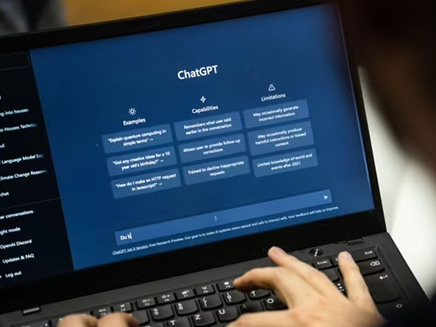 A student at work on the ChatGPT app