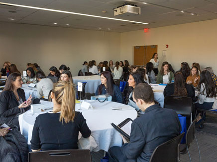 Students at at career roundtables moderated by the Molloy University Career Center