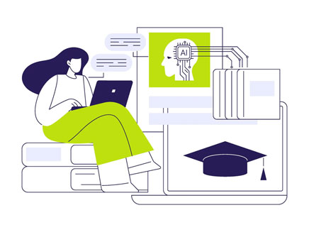 AI-Supported Employee Training abstract concept vector illustration.