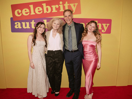 Angelo Fraboni is all smiles on opening night with his wife, Michelle Fraboni and his Molloy students Grace McNally, left, and Skylar Faith Ludwig, right.