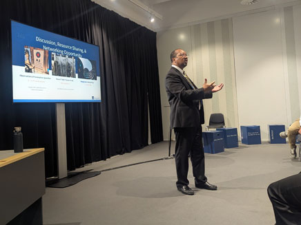 Joseph Porter Jr., Ph.D., Dean speaking at AI Leadership Conference