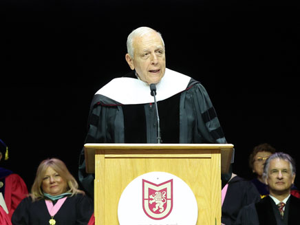 Robert Catell, recipient Doctor of Humane Letters, honoris causa, member of Molloy University President’s Advisory Council, speaking at Molloy University's Commencement