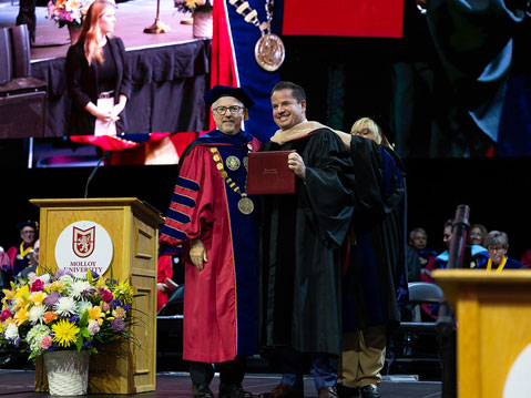 James Lentini and Matt Higgins at Molloy University Commencement