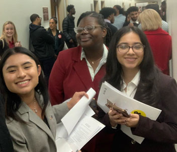 Molloy University students Katie Sandoval, Jessica Gilbert and Kritika Bedi advocate at Long Island Lobby Day