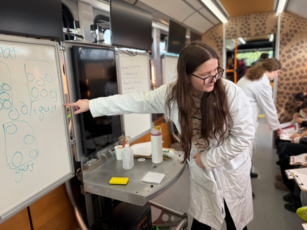 Molloy students teaching on learning bus