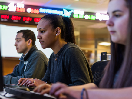 Students in trading room