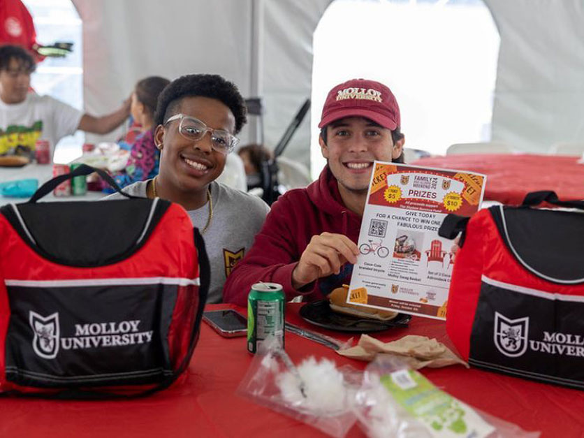 Two student leaders during family weekend