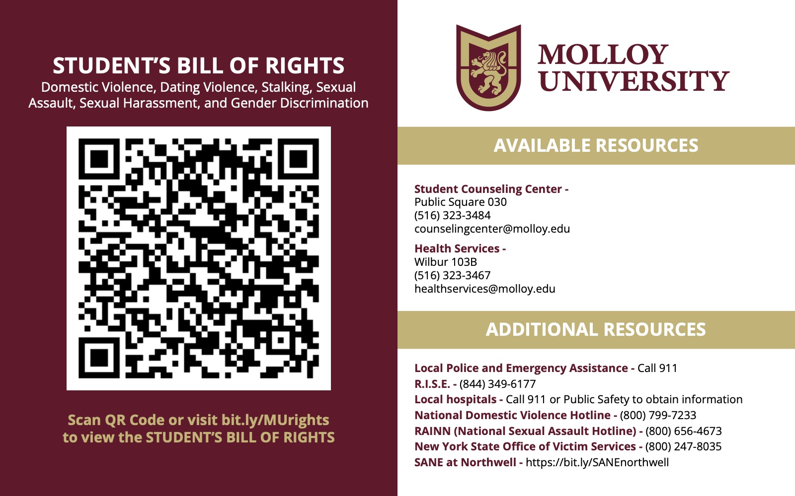 Student bill of rights and resources