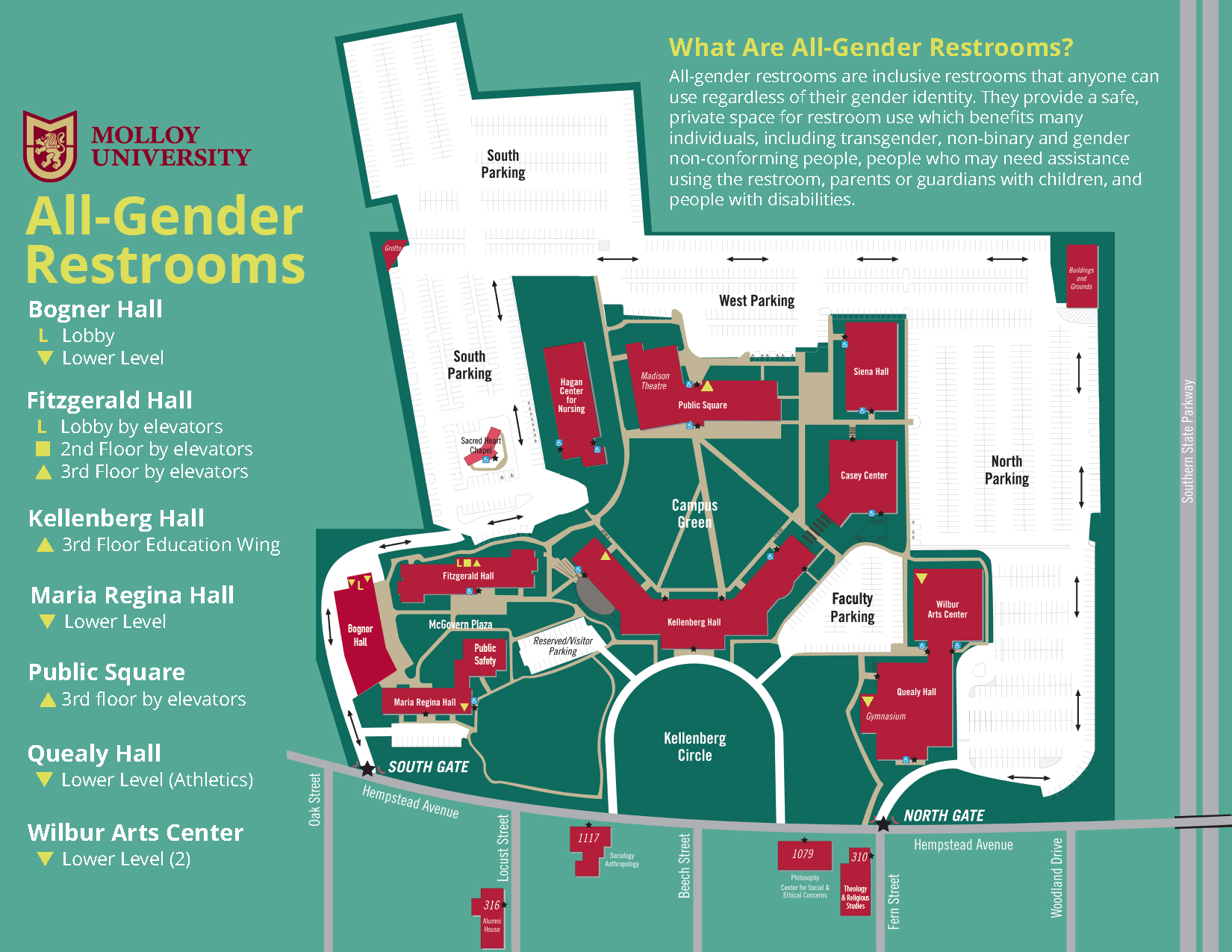 Map of all-gender restrooms across campus