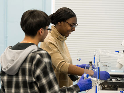 Students in a science lab.