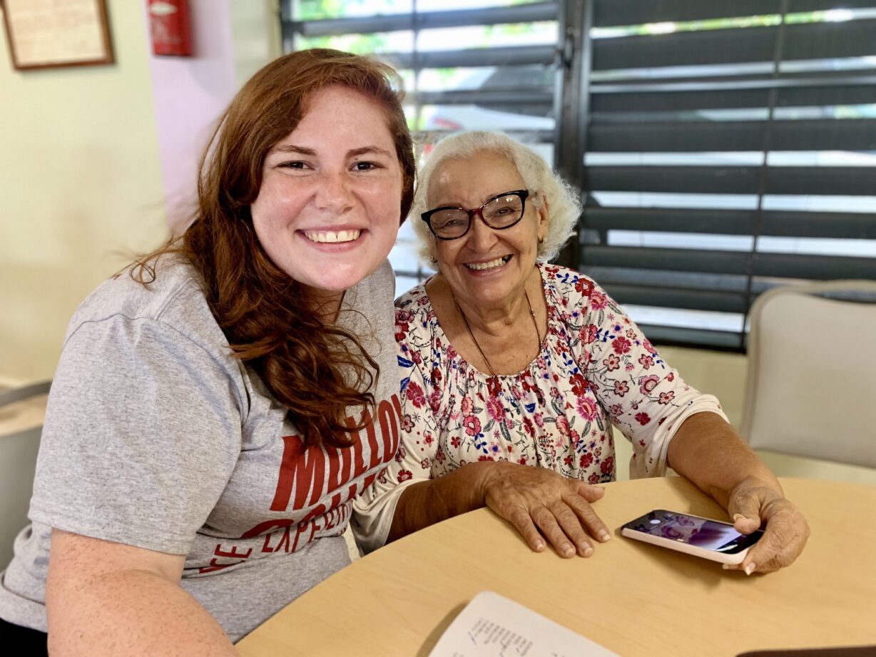 Student engaging with community