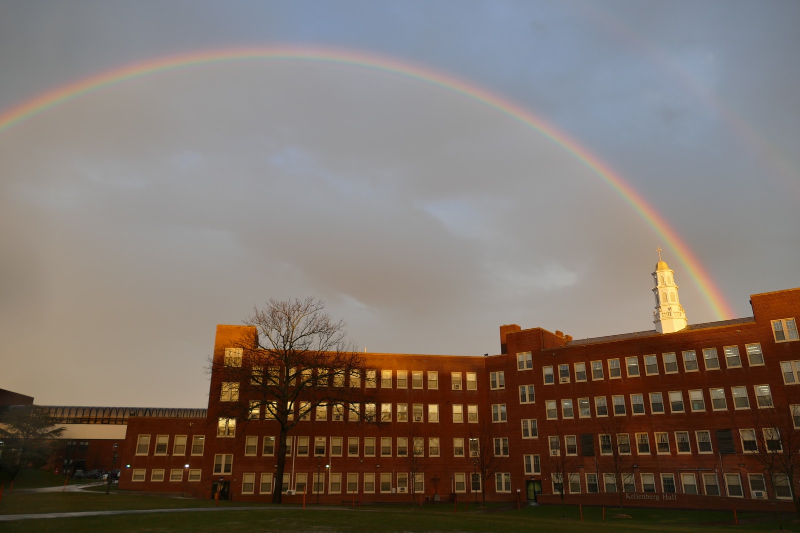 Photo of Campus with a rainbow
