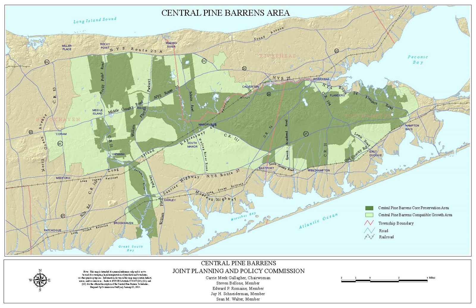 Map of Pine Barrens showing Core Preservation Area and Compatible Growth Area