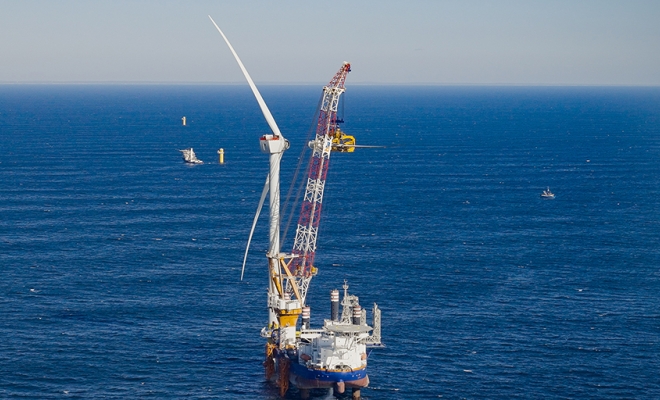 Photo of South Fork Wind offshore wind turbine construction