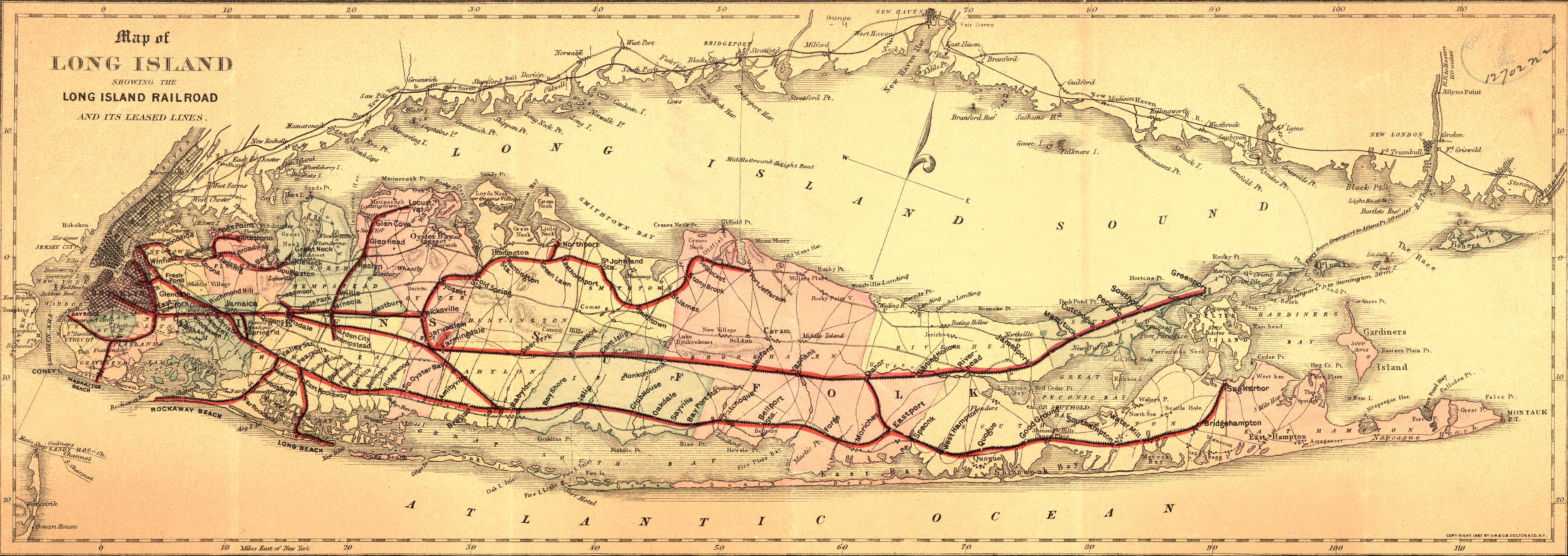 Historic map of Long Island Rail Road lines