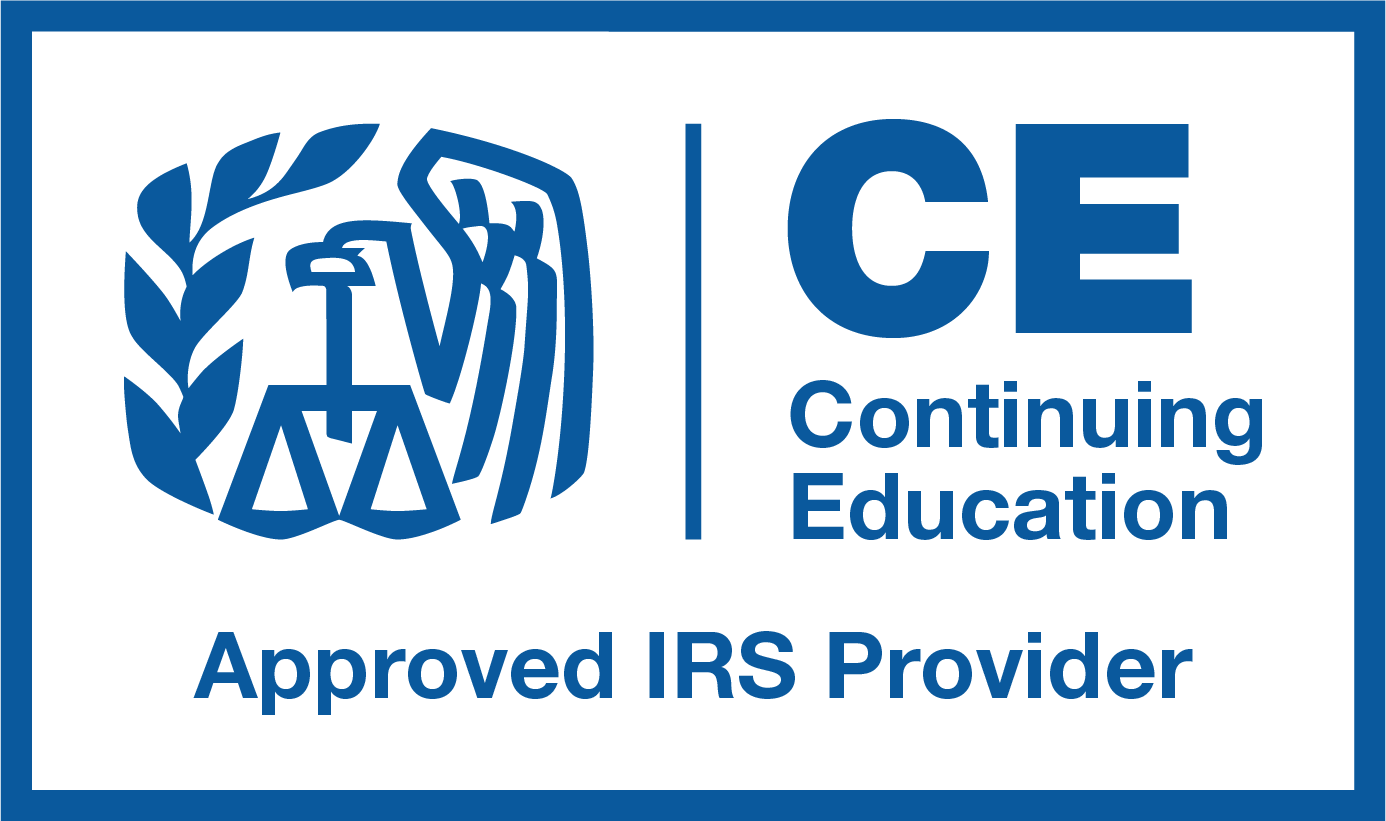 Logo for Continuing Education Approved IRS Provider