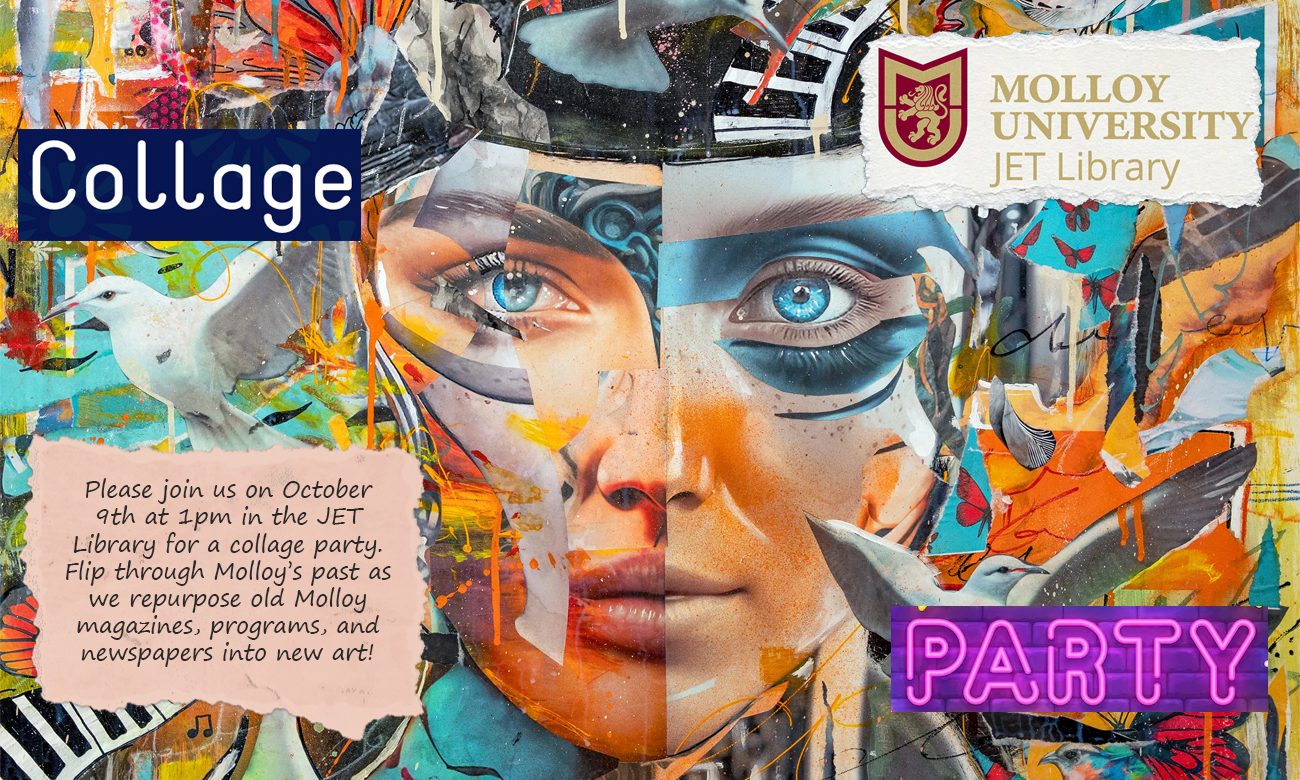 Advertisement of collage party at JET Library, October 2025