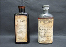 two medical bottles from the historical nursing collection
