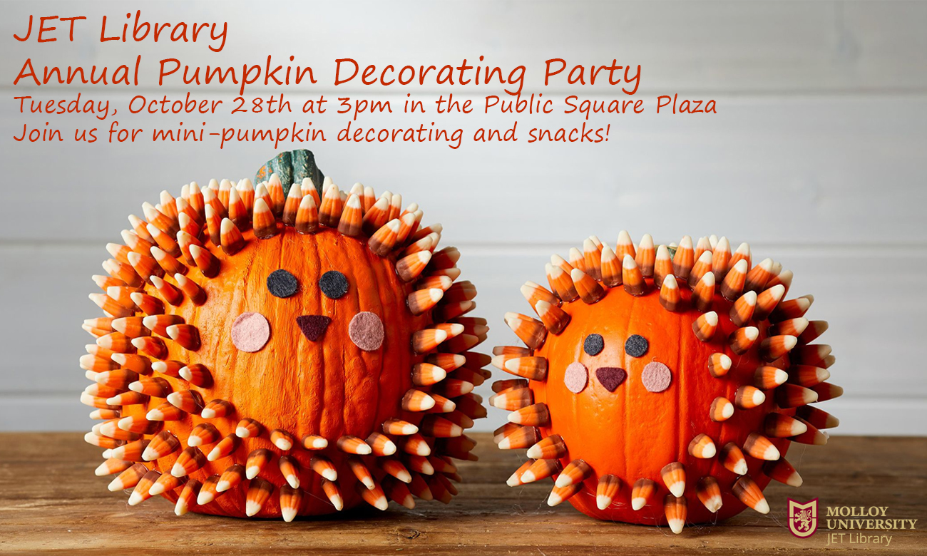 Advertisement for pumpkin decorating hosted by JET Library, October 2025