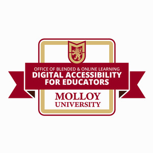 Molloy University, Office of Blended and Online Learning, Digital Accessibility for Educators Badge