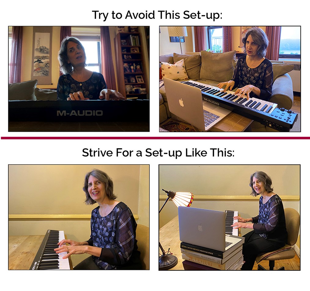 Photo of Dr. Suzanne Sorel demonstrating tips for graduate music therapy auditions