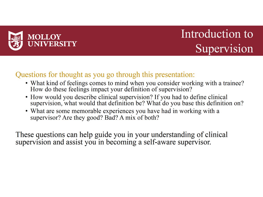 Clinical Supervisor Training Gallery Slide 4