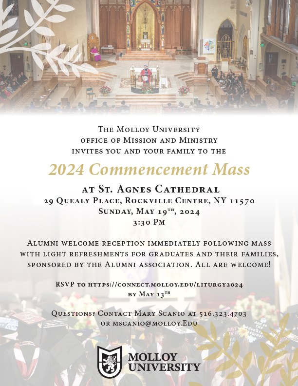 Commencement Mass RSVP with details about the event.