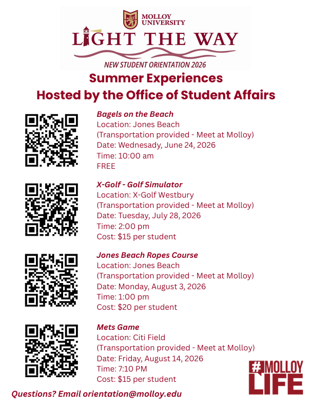Information about summer experiences at Molloy
